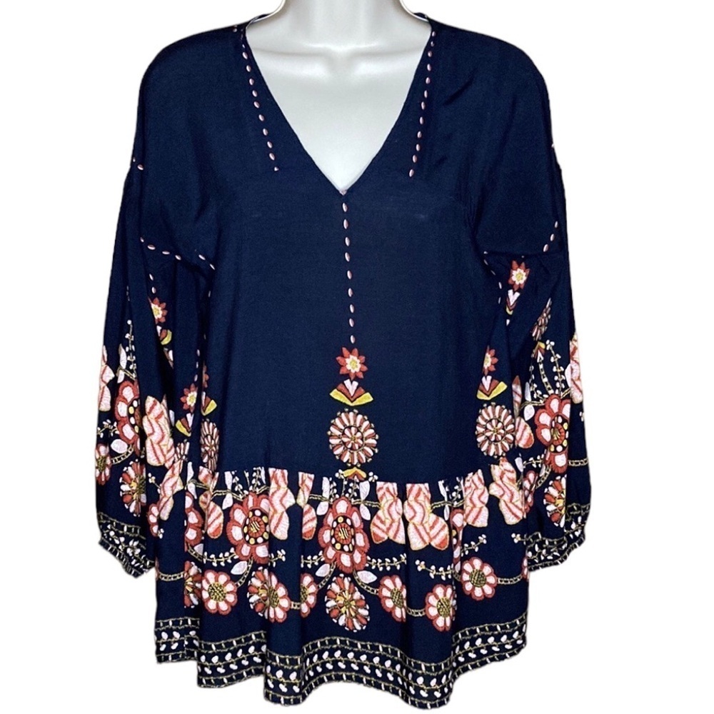 Promesa | Navy Floral Print Top S